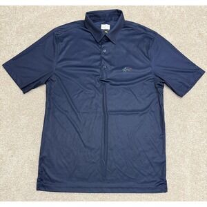 GREG NORMAN Play Dry Men's MEDIUM Dark Blue Golf Logo Polo Shirt Short Sleeve